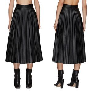 MM6 Maison Margiela Vegan Leather Pleated Midi Skirt Black 40 / M